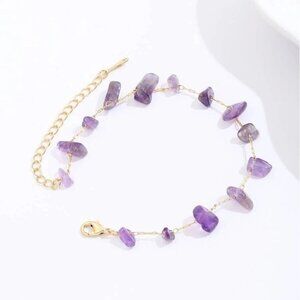 Amethyst Purple Stones 18K Gold Plated Bracelet